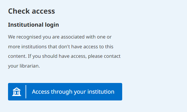 Screenshot showing how to access content via your institutional login