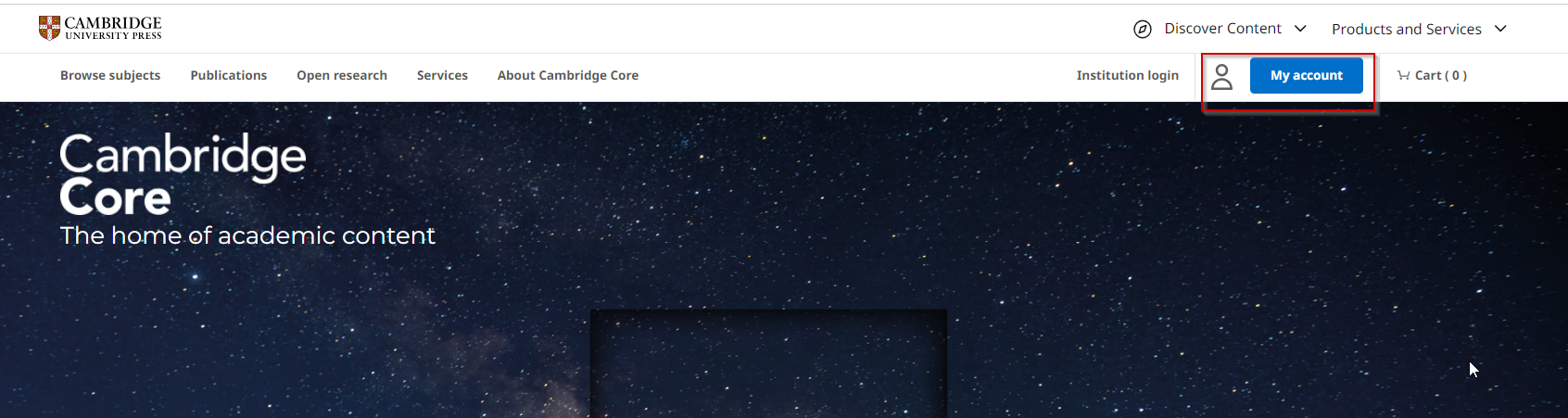Screenshot showing you where to find 'My account'