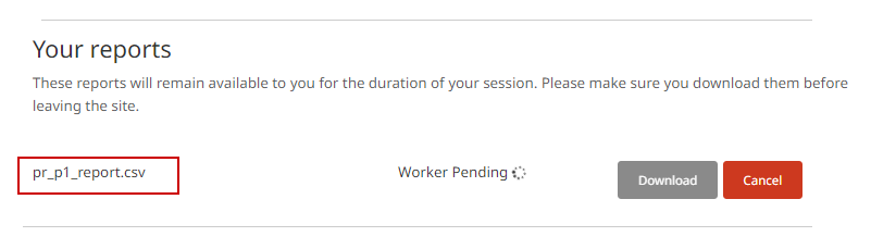 Screenshot showing download button for report