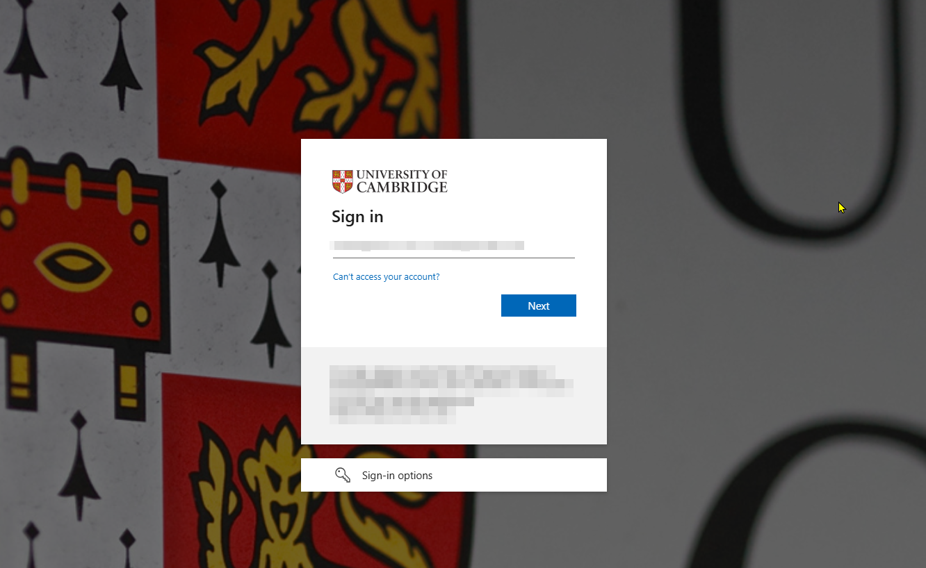 Screenshot showing a Institutional screen where you need to introduce your institutional details such as email and password 